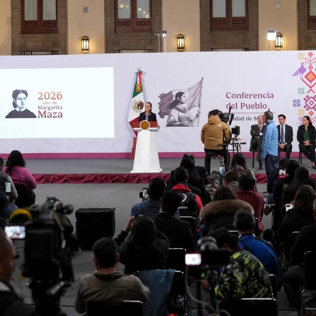 Claudia Sheinbaum en conferencia de prensa en Palacio Nacional