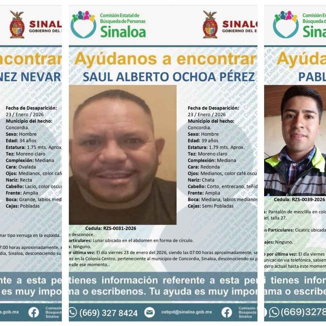 Abre Carpeta de Investigación por Desaparición de 10 Personas en Concordia, Sinaloa
