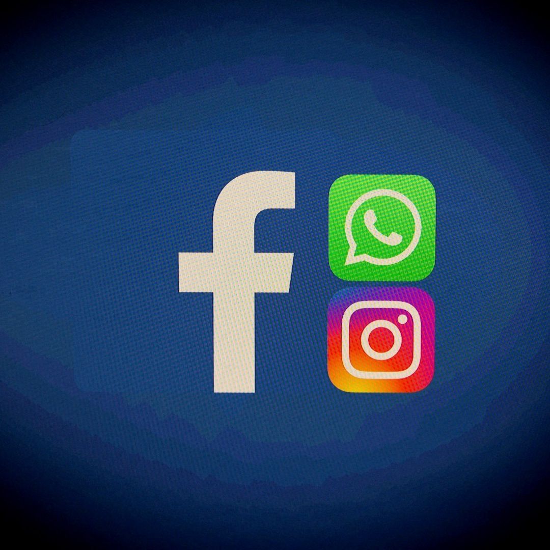Logotipos de Facebook, WhatsApp e Instagram, marcas de Meta
