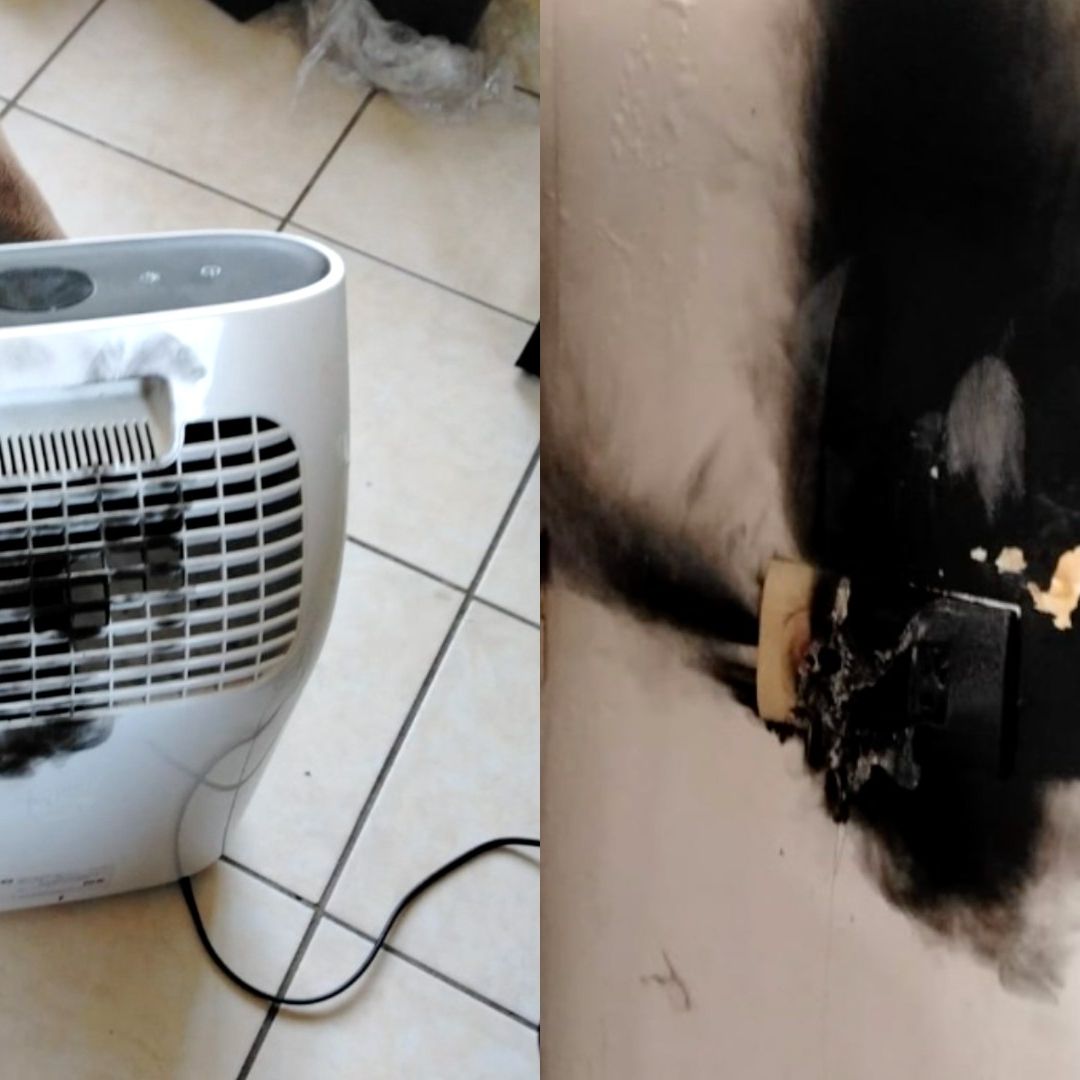 Incendio de calentador eléctrico