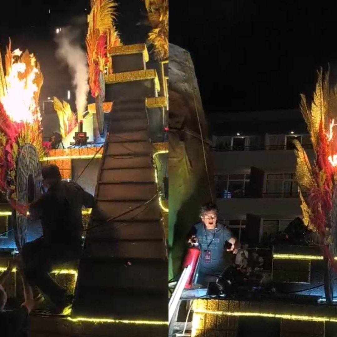 Se Registra Conato de Incendio en Carro Alegórico Reina del Carnaval de Veracruz 2026 Fernanda Pumar