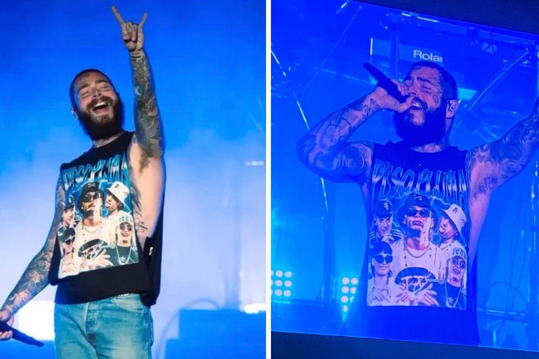 Post Malone Viste Playera de Peso Pluma Durante su Concierto