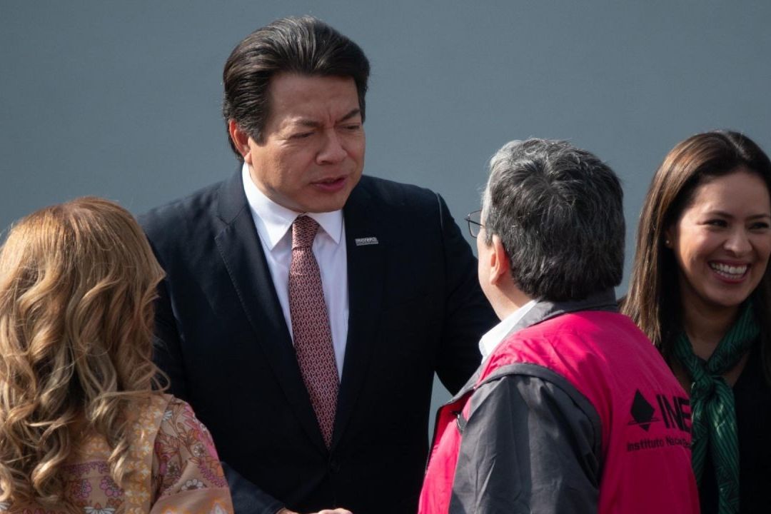 Mario Delgado en la ceremonia por el inicio del proceso electoral 2023-2024.
