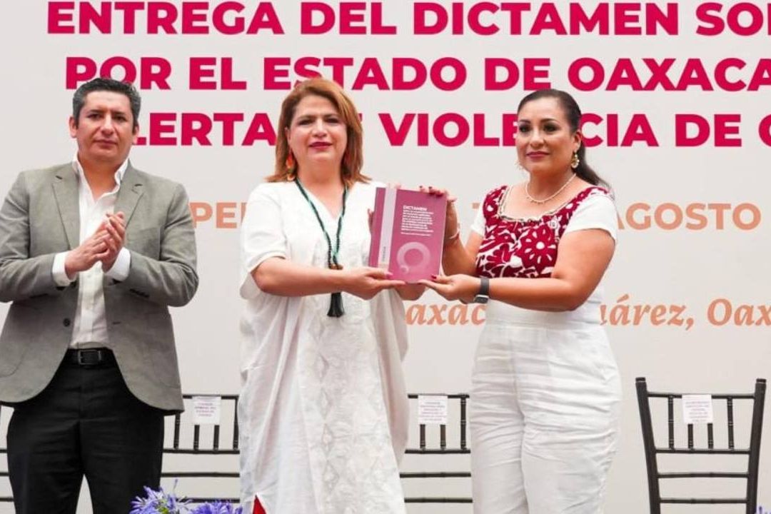 La Conavim entregó al gobierno de Oaxaca el dictamen de Alerta de Violencia de Género con el que evalúa el avance en las medidas de prevención y reparación del daño para mujeres