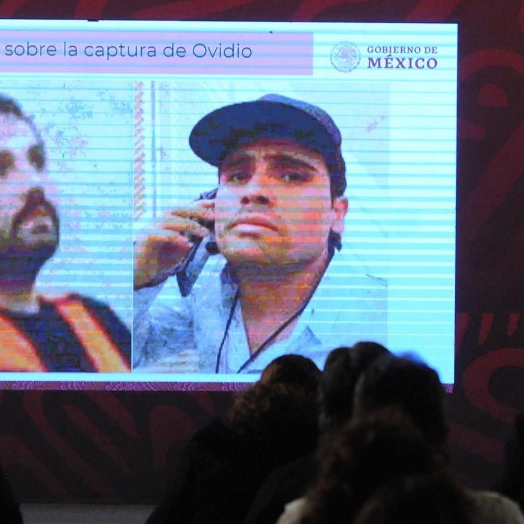 AMLO expone imagen de Ovidio Guzmán en conferencia del 18 de enero de 2023.