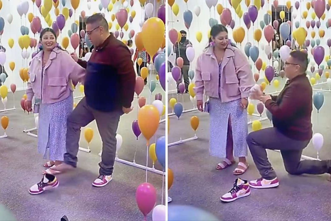Hombre se quita tenis Air Jordan para pedir matrimonio