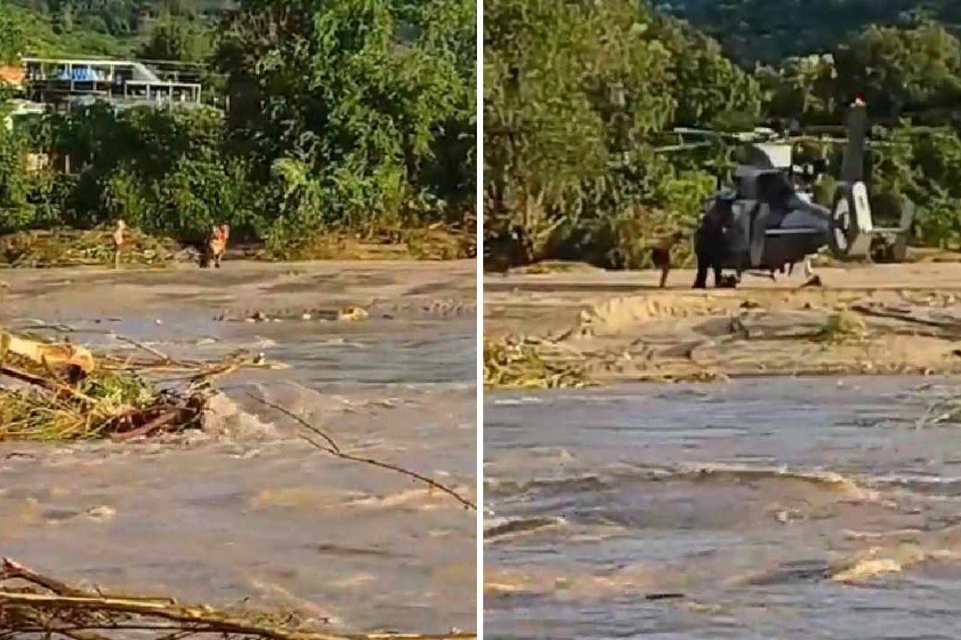 Una familia quedó atrapada en el Río Tecpan de Galeana por lo el Ejército acudió a su rescate