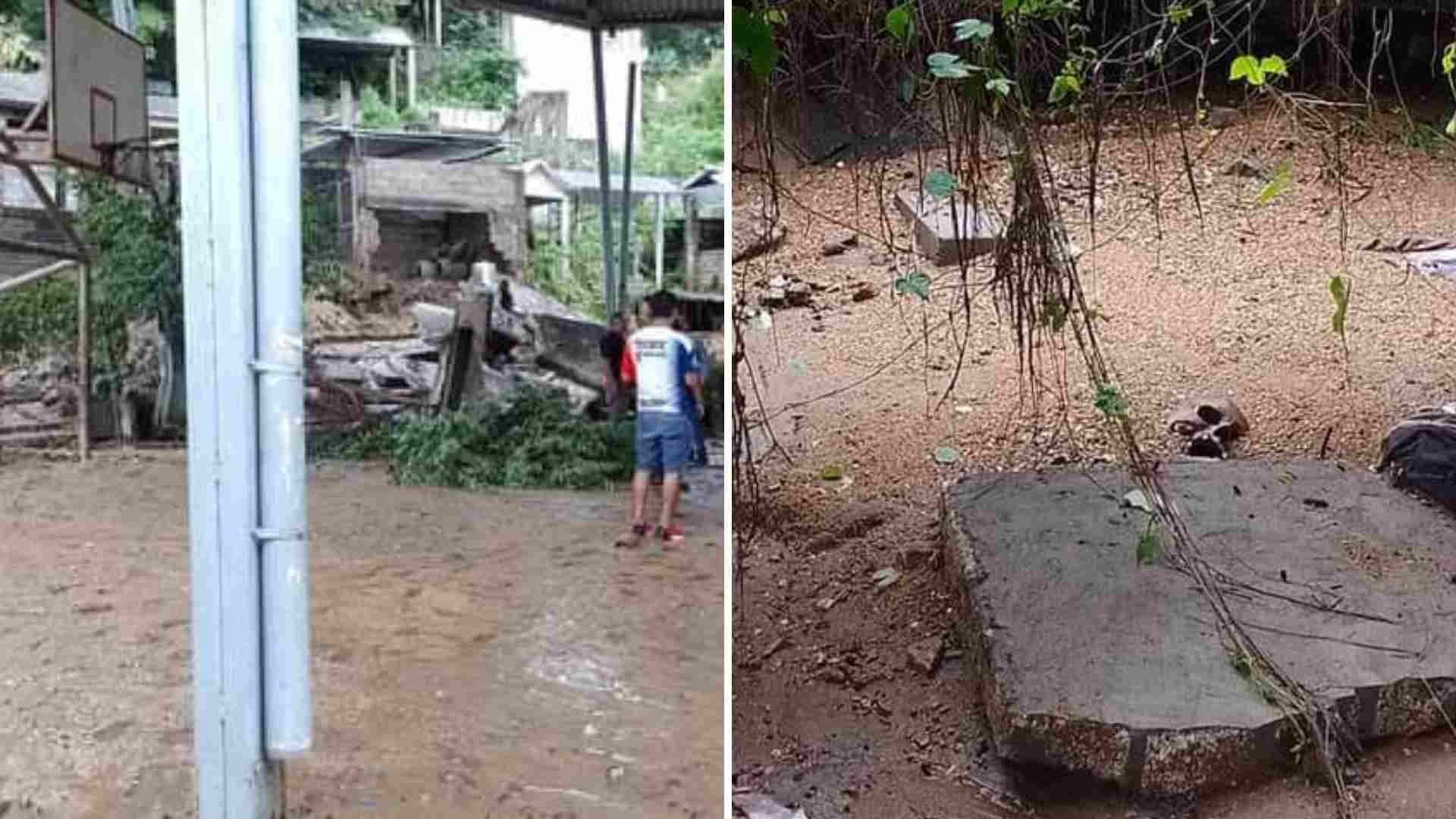 Cae Barda de Panteón y Restos Óseos Quedan Regados en Secundaria