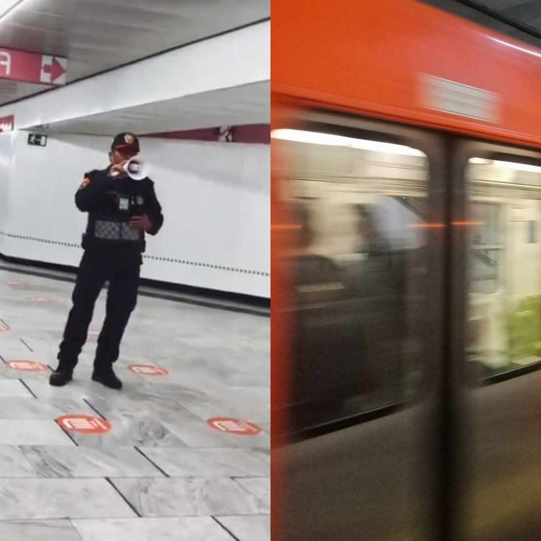 Policía en el Metro de la CDMX alegró el día de usuarios al animarlos con frases