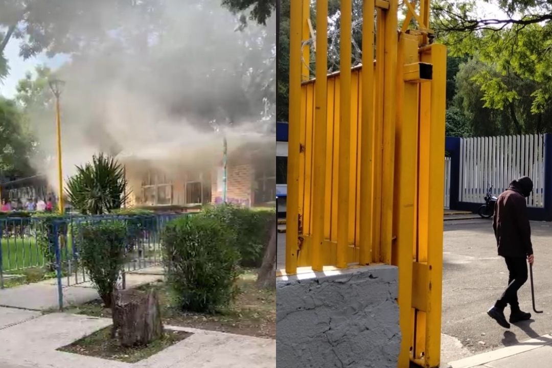 Encapuchados incendian instalaciones del CCH Azcapotzalco de la UNAM