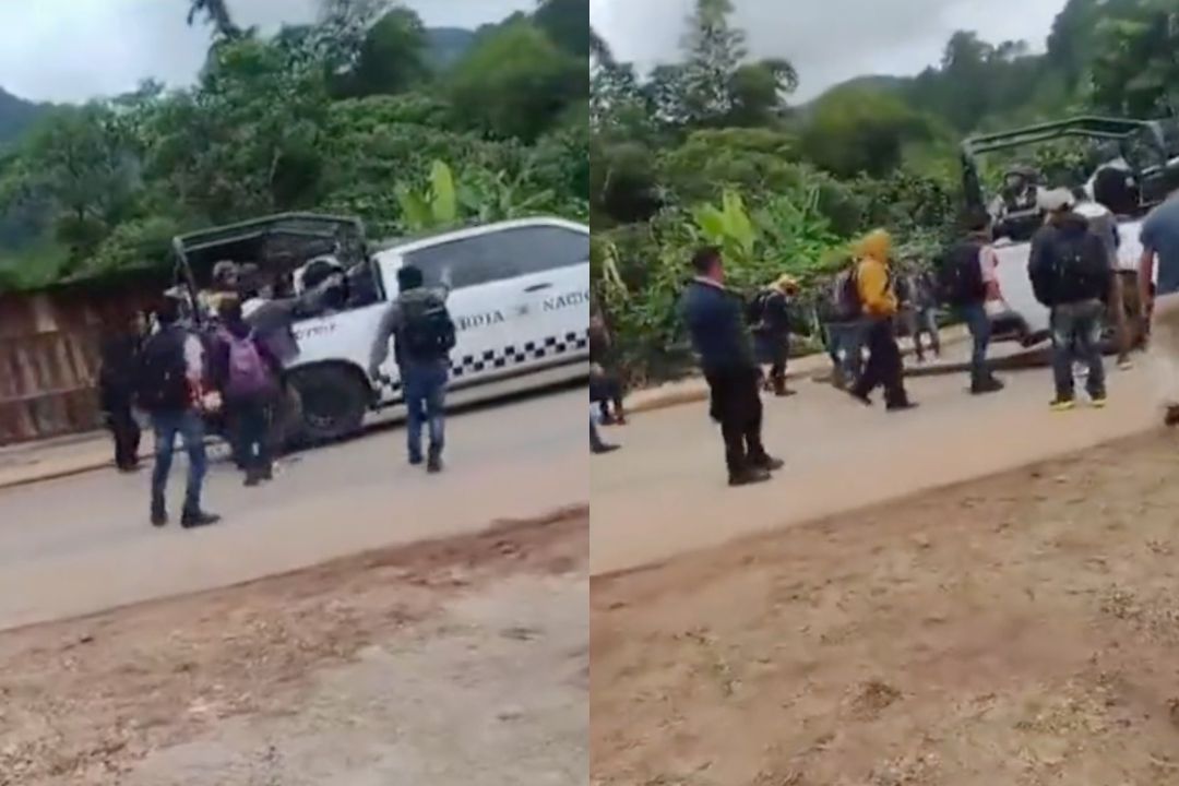 Pobladores de Oxchuc, Chiapas, tienen retenidos a seis agentes de la Guardia Nacional