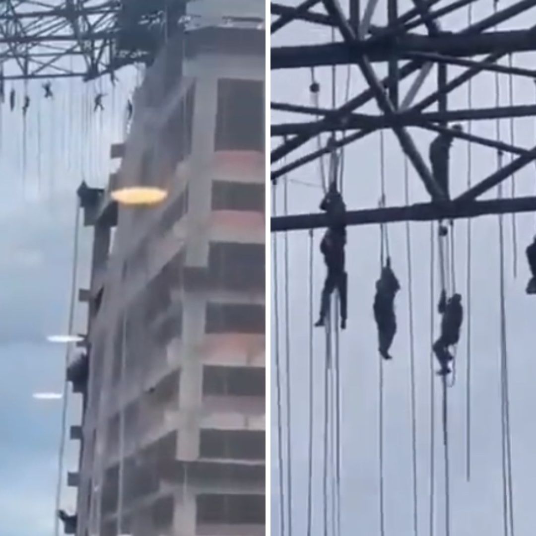 Video: Cae Estructura y Hombres Quedan Colgando a Más de 100 Metros de Altura