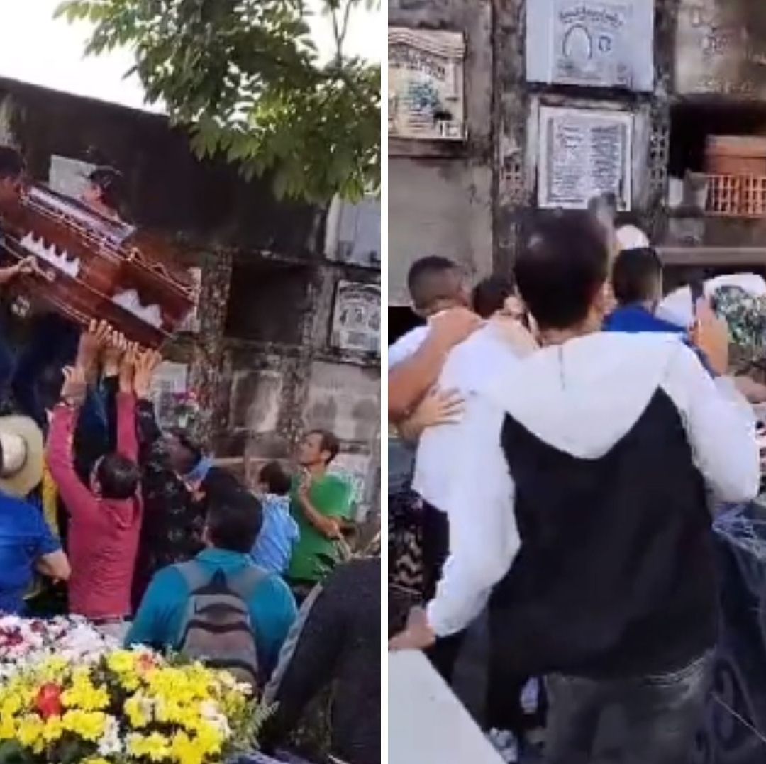 Trabajadores caen con todo y ataúd en pleno funeral