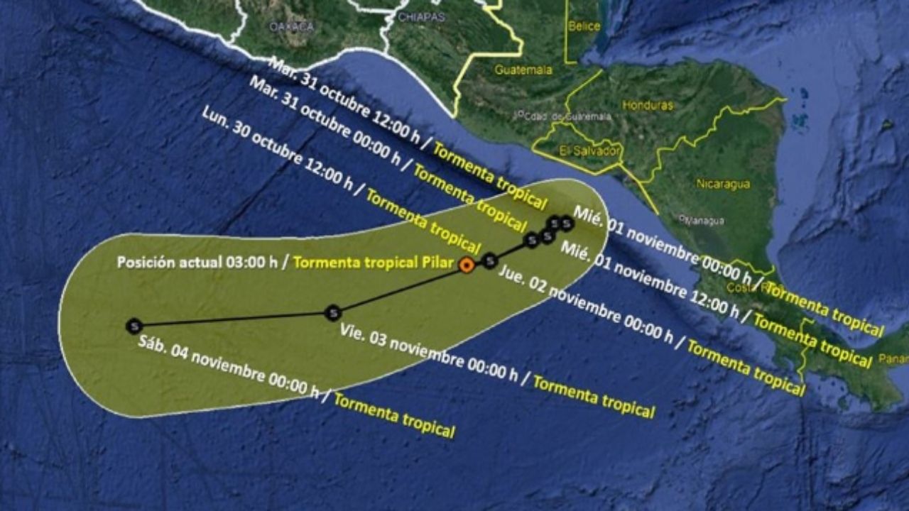 Tormenta Tropical Pilar Avanza Hacia el Este-Noreste; Provoca Lluvias en Chiapas y Oaxaca