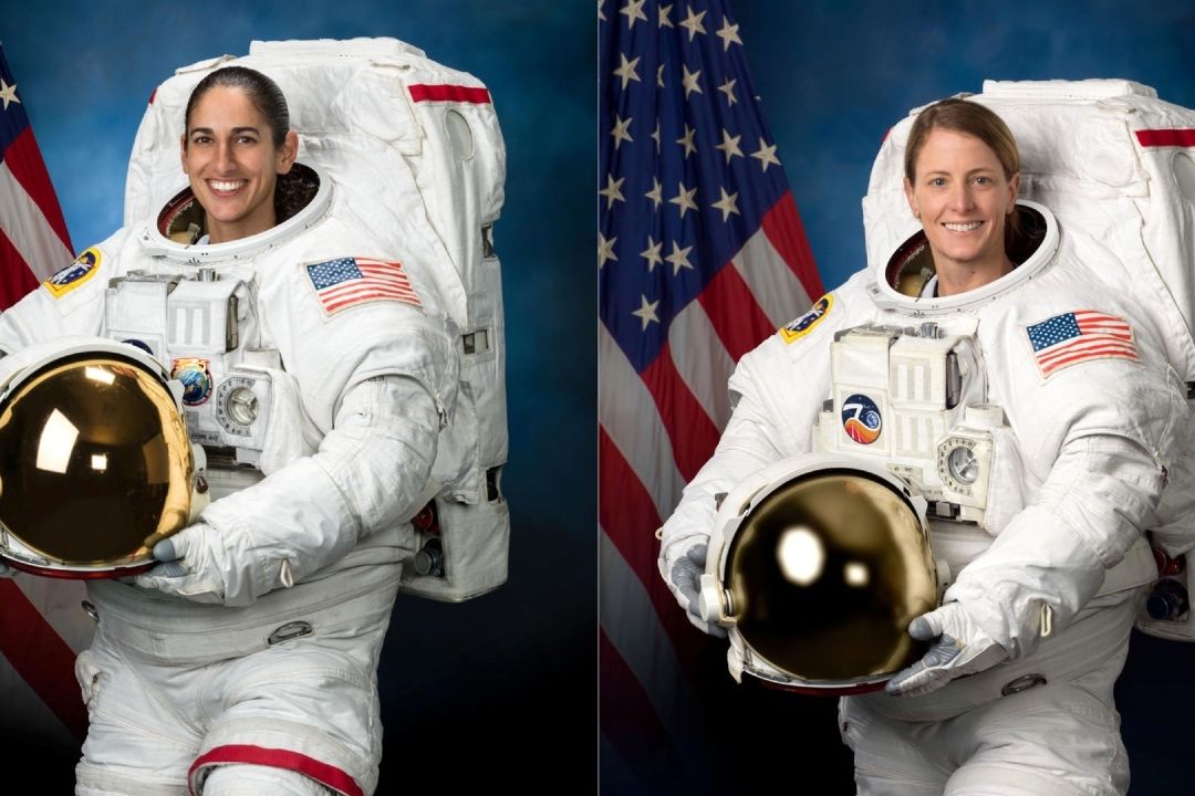Las astronautas lograron reemplazar con éxito un soporte giratorio de uno de los paneles solares de la EEI