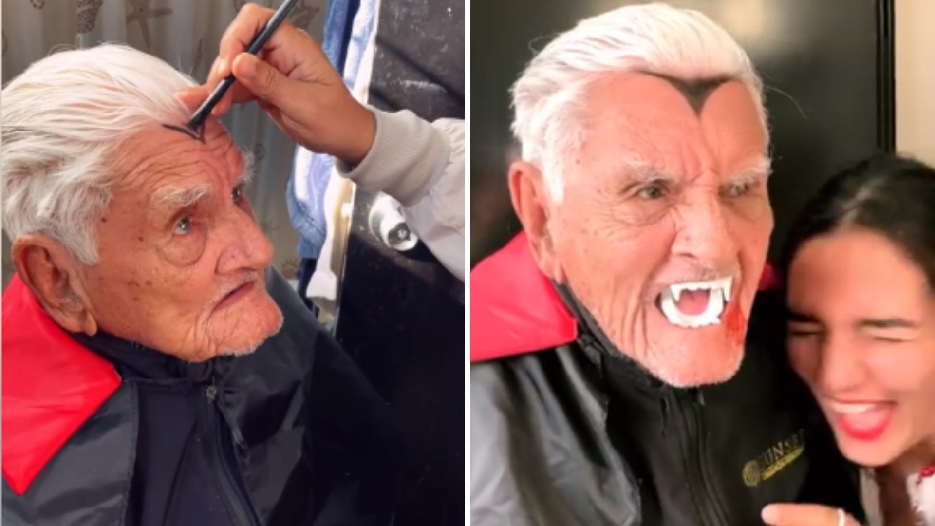 Video: abuelito se disfrazó de vampiro