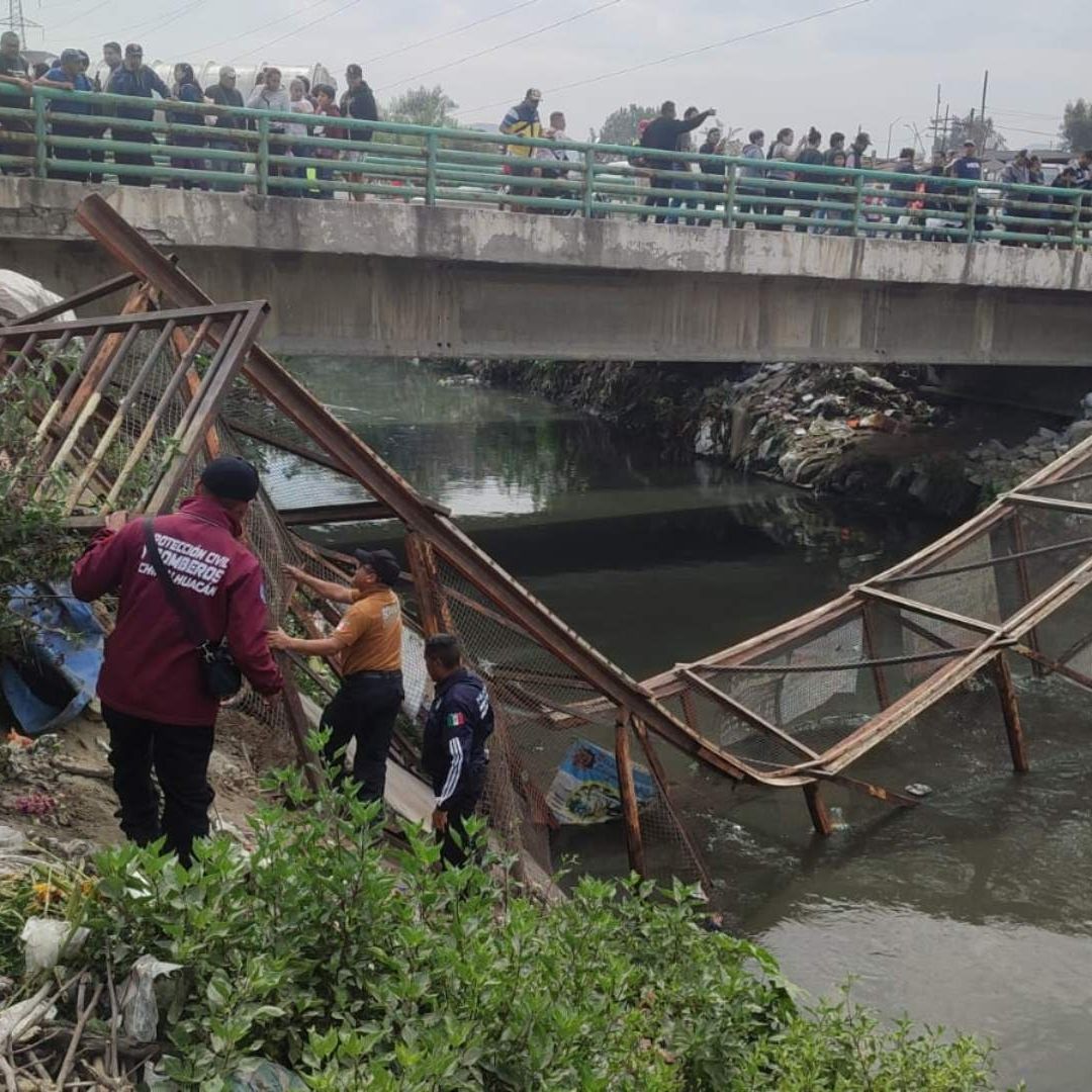 Desploma puente en Chimalhuacán