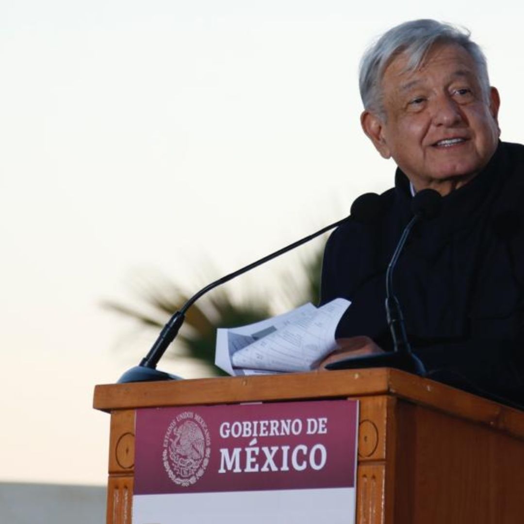 Andrés Manuel López Obrador en conferencia en Baja California el 11 de noviembre de 2023.