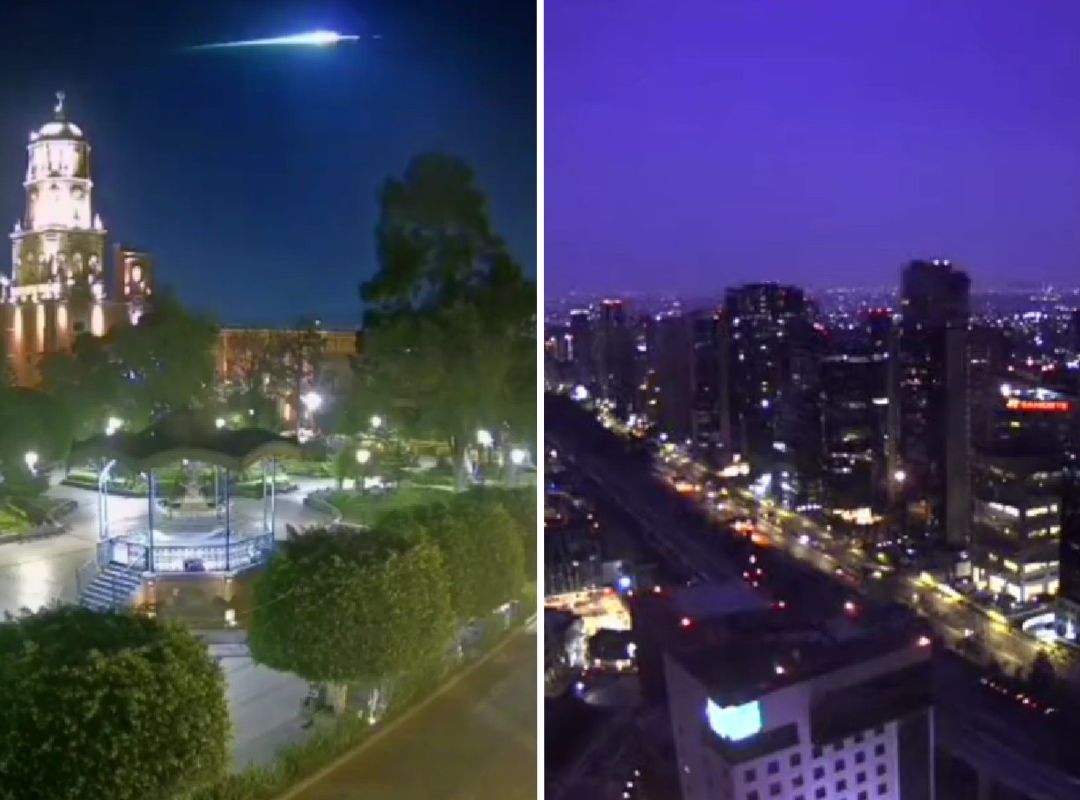 Las cámaras de varias ciudades de México captaron un destello de luz azul en el cielo