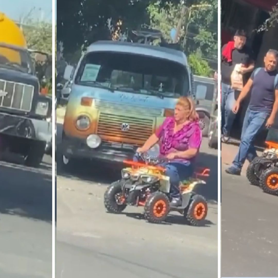 ¡Súbete a Mi Moto! Señora Recorre las Calles en Mini Cuatrimoto | Video