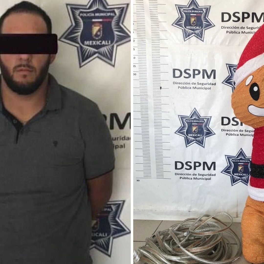 Detienen a Hombre por Robar Adornos Navideños en Mexicali