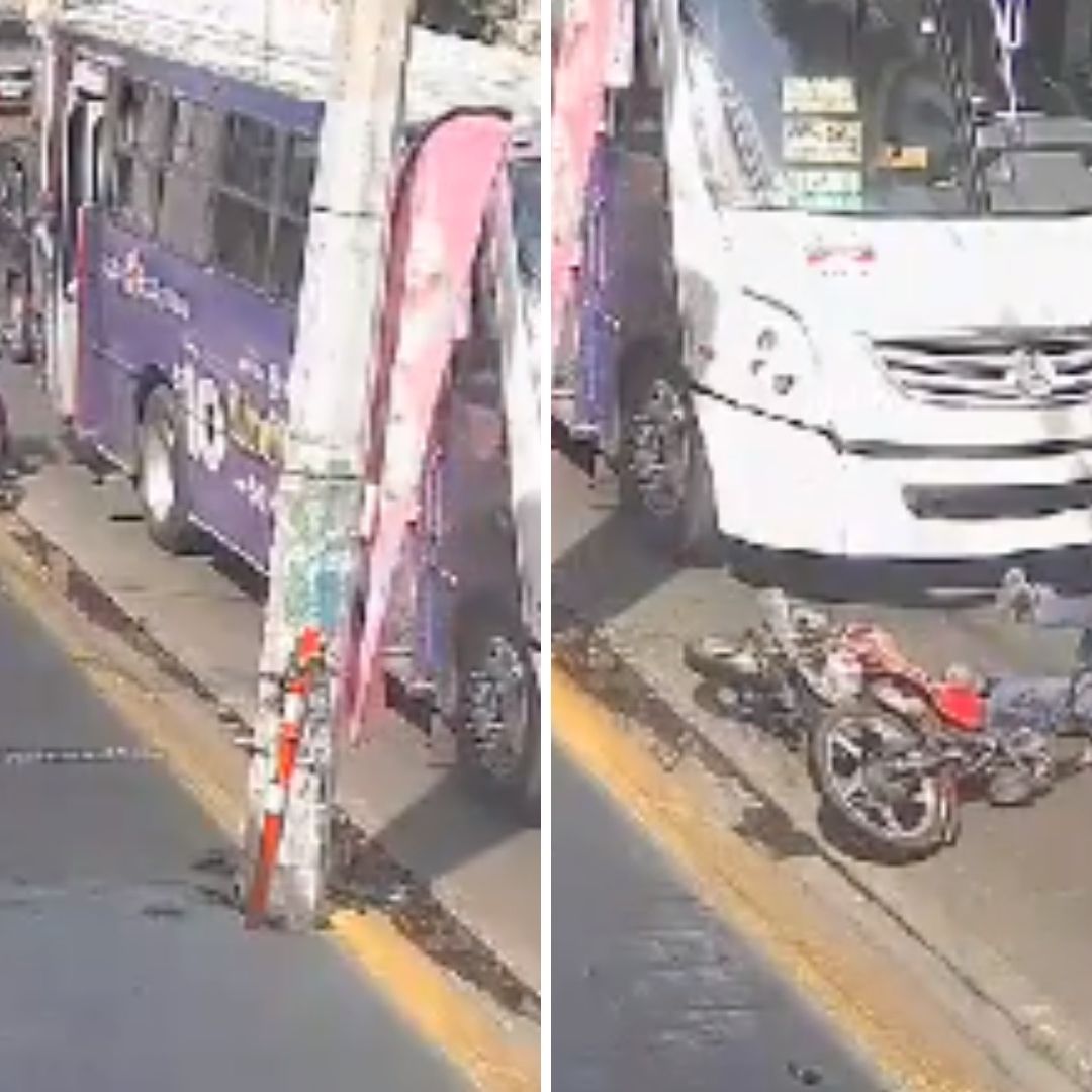 Video: Motociclista Intenta Ganarle Paso a Camión y Termina Mal