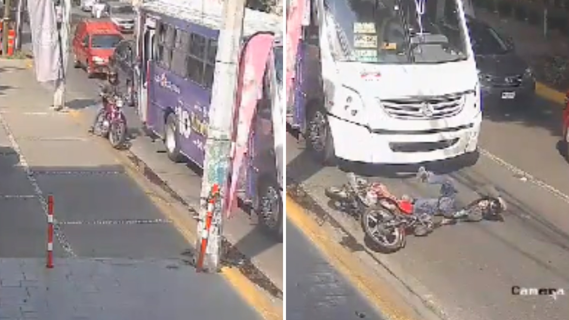 ¿Imprudencia? Motociclista Intenta Ganarle Paso a Camión y Termina Mal