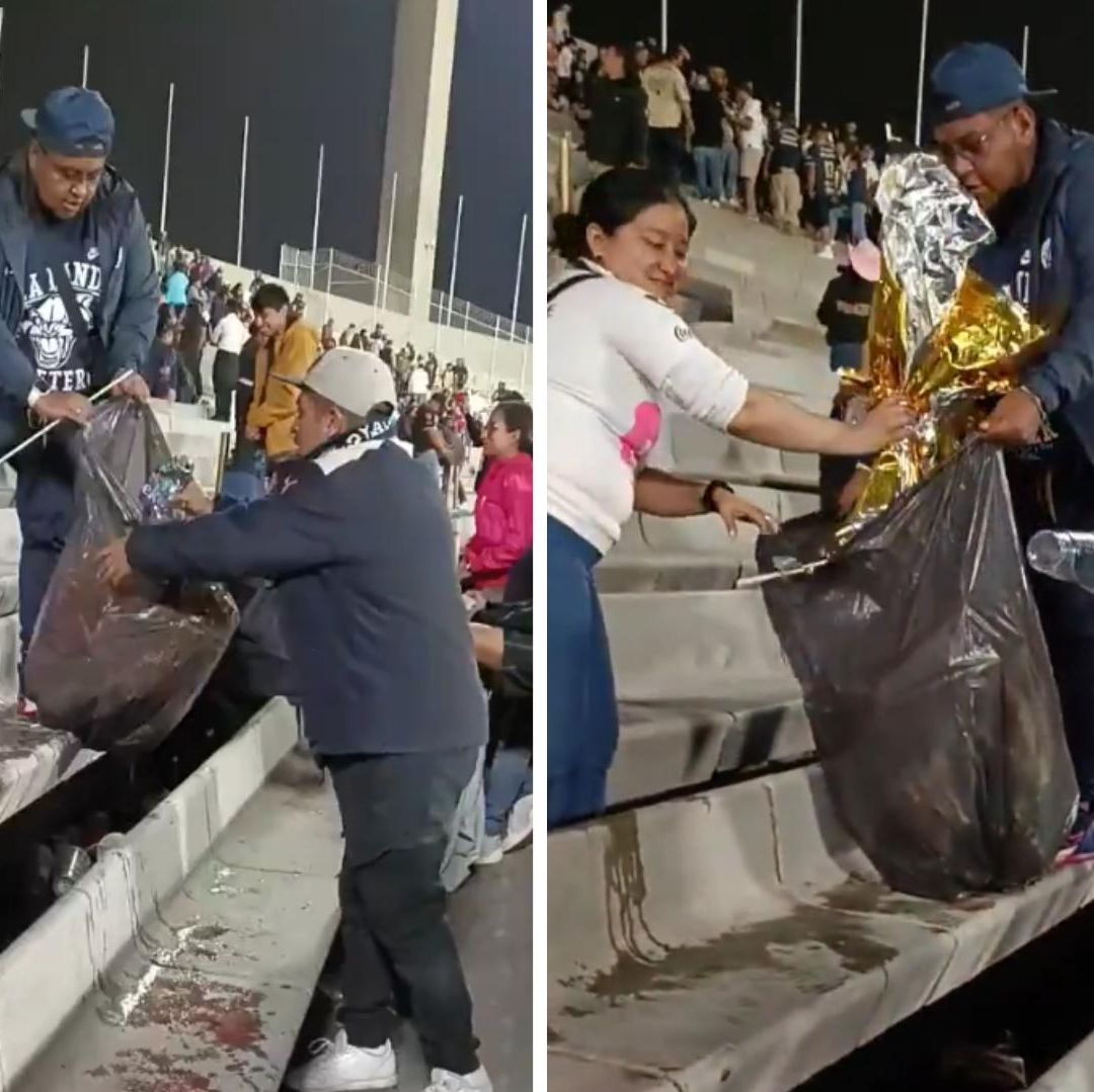 Integrantes de La Rebel limpian Estadio Olímpico Universitario
