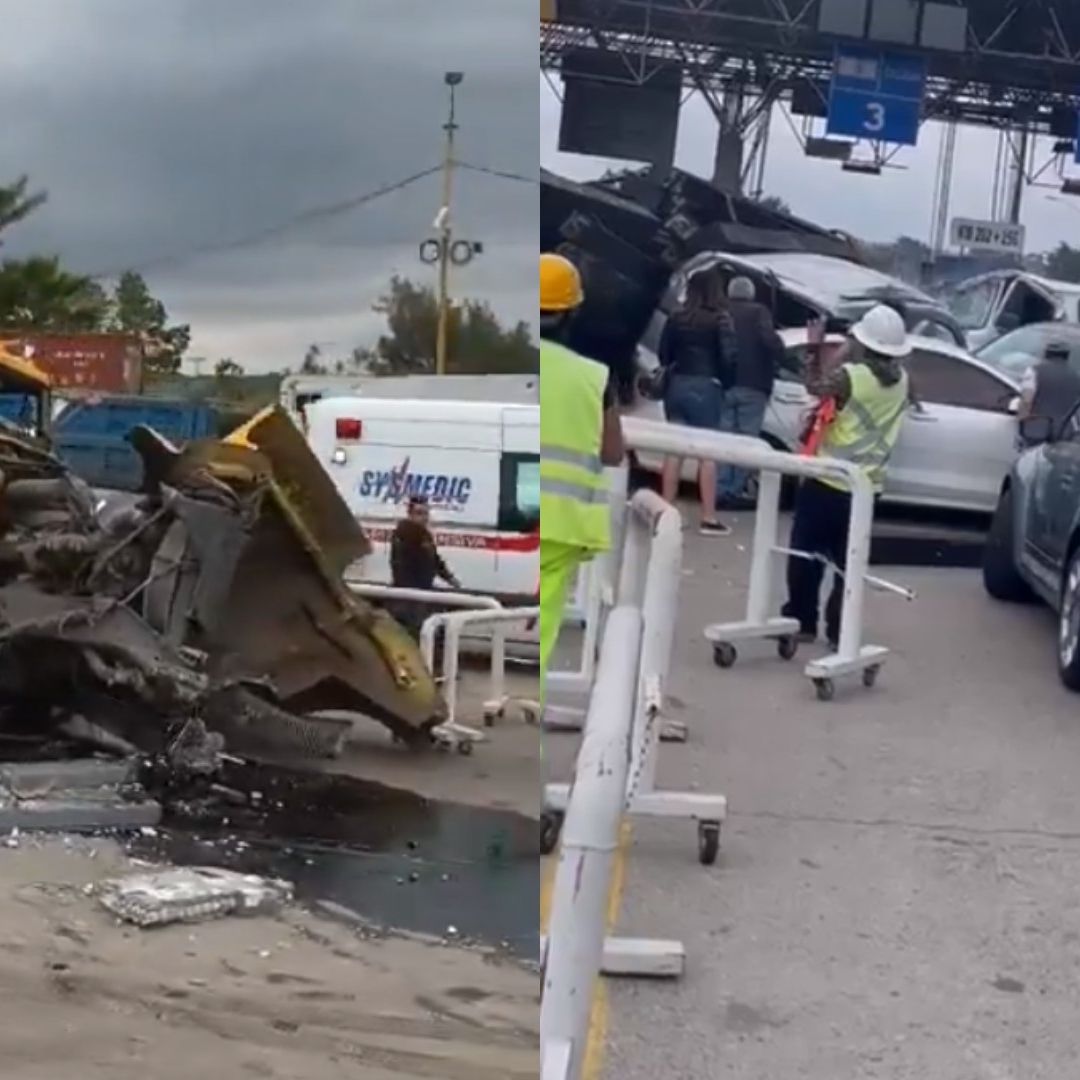 Así es como un tráiler chocó y se llevó a varios vehículos en Michoacán