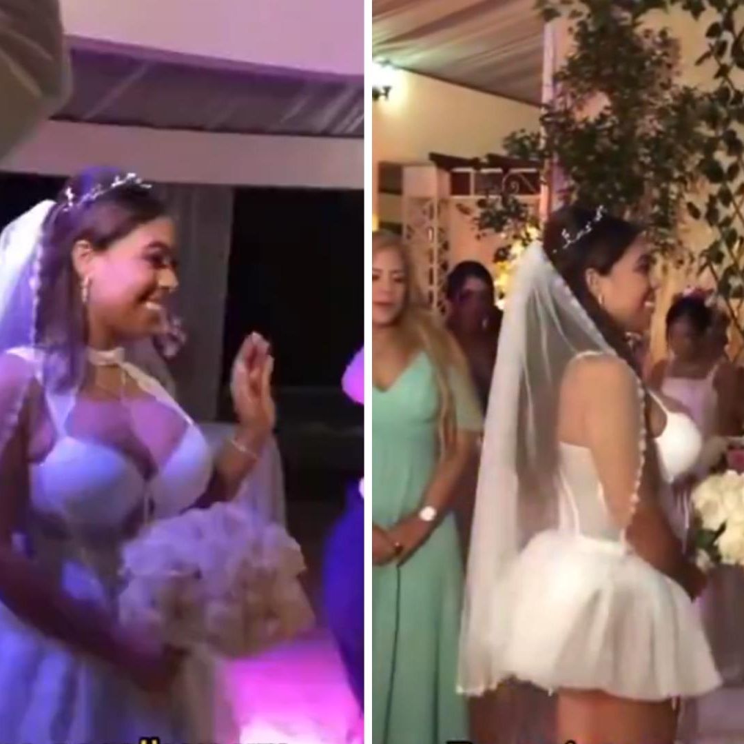 Novia aparece con vestido demasiado corto en su boda