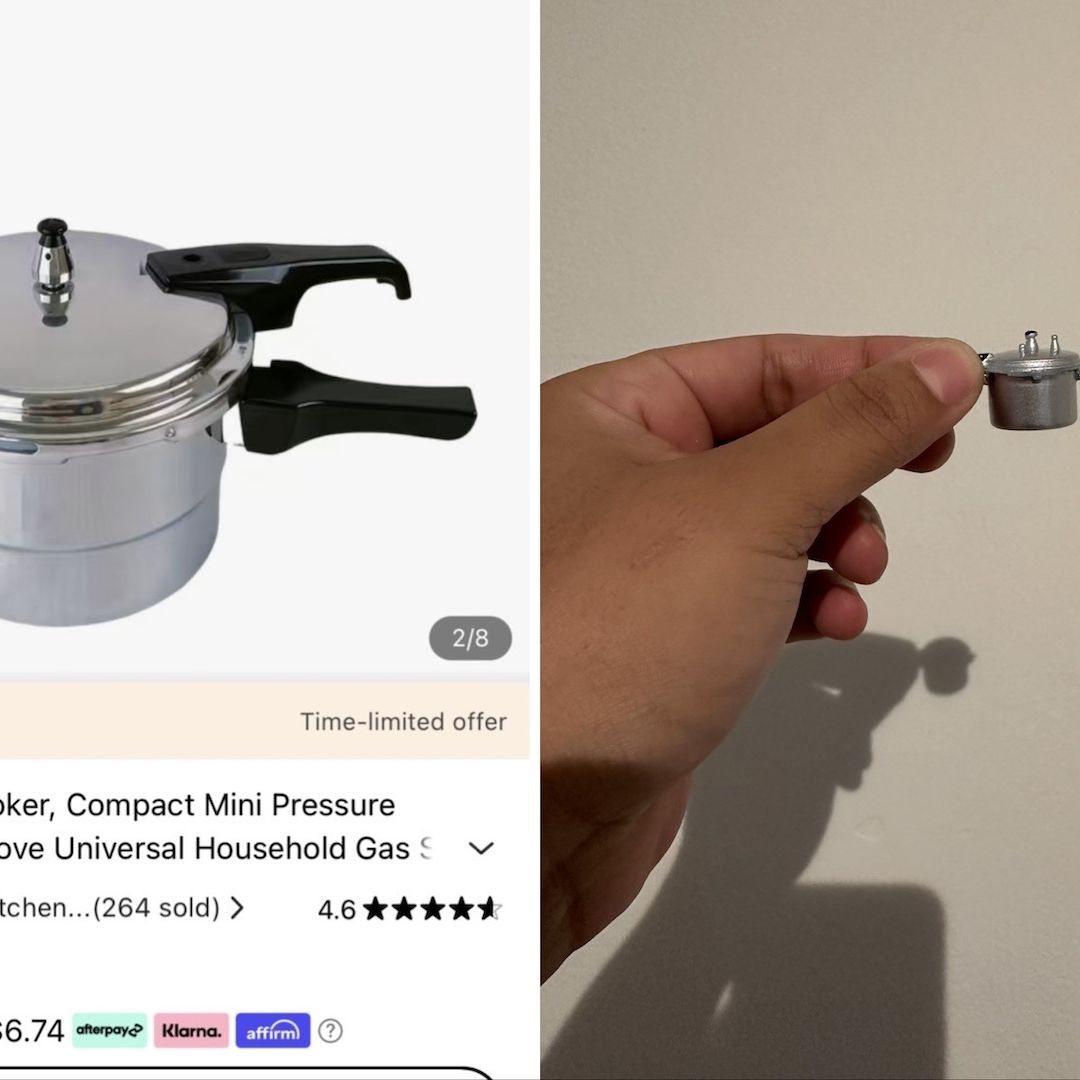 Mujer compra olla exprés y le llega miniatura de juguete