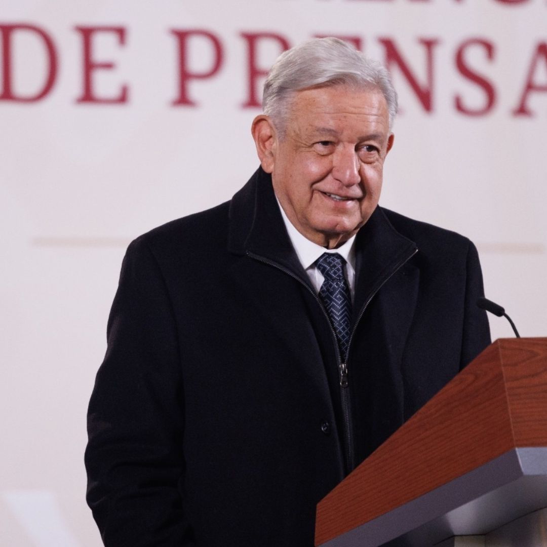 Andrés Manuel López Obrador en conferencia de prensa desde Palacio Nacional.