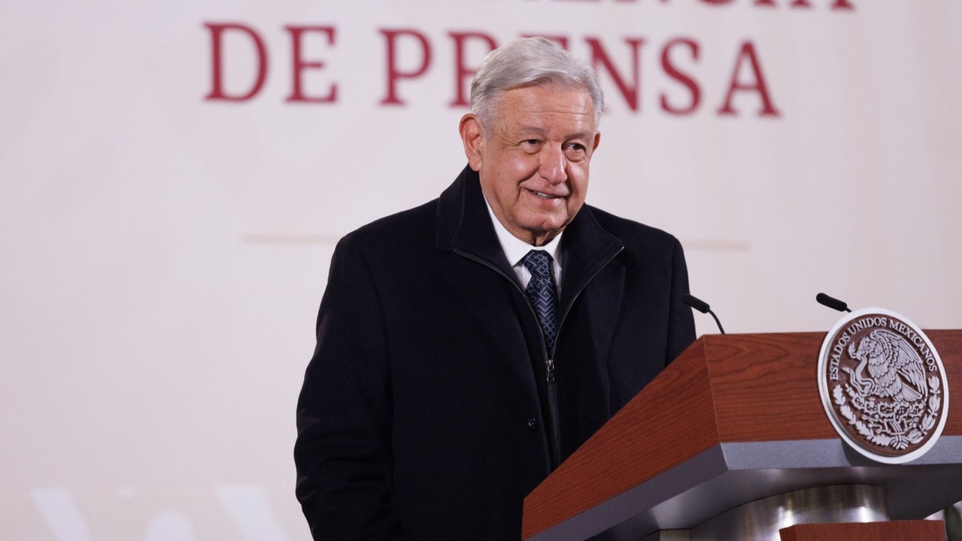 Andrés Manuel López Obrador en conferencia de prensa desde Palacio Nacional.