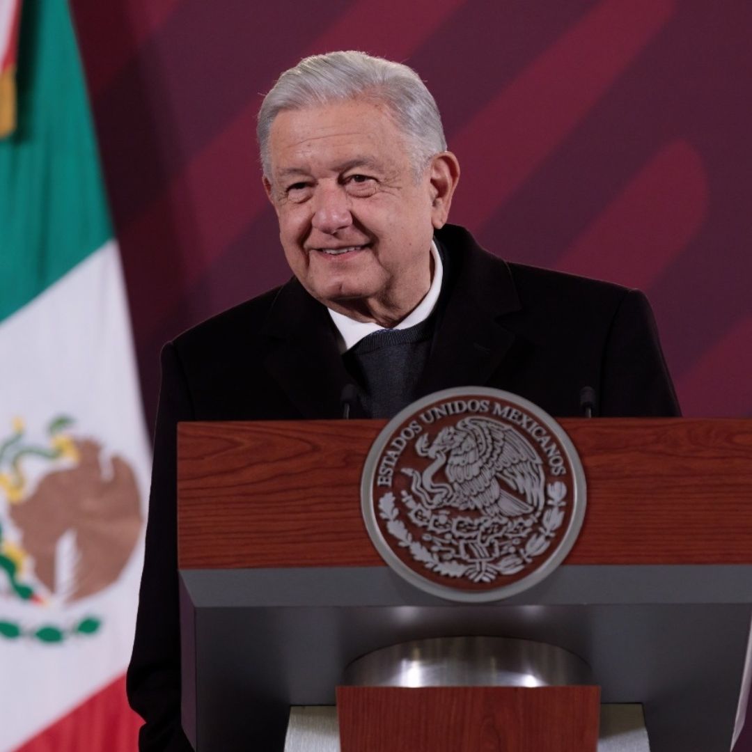 Andrés Manuel López Obrador en conferencia en Palacio Nacional.
