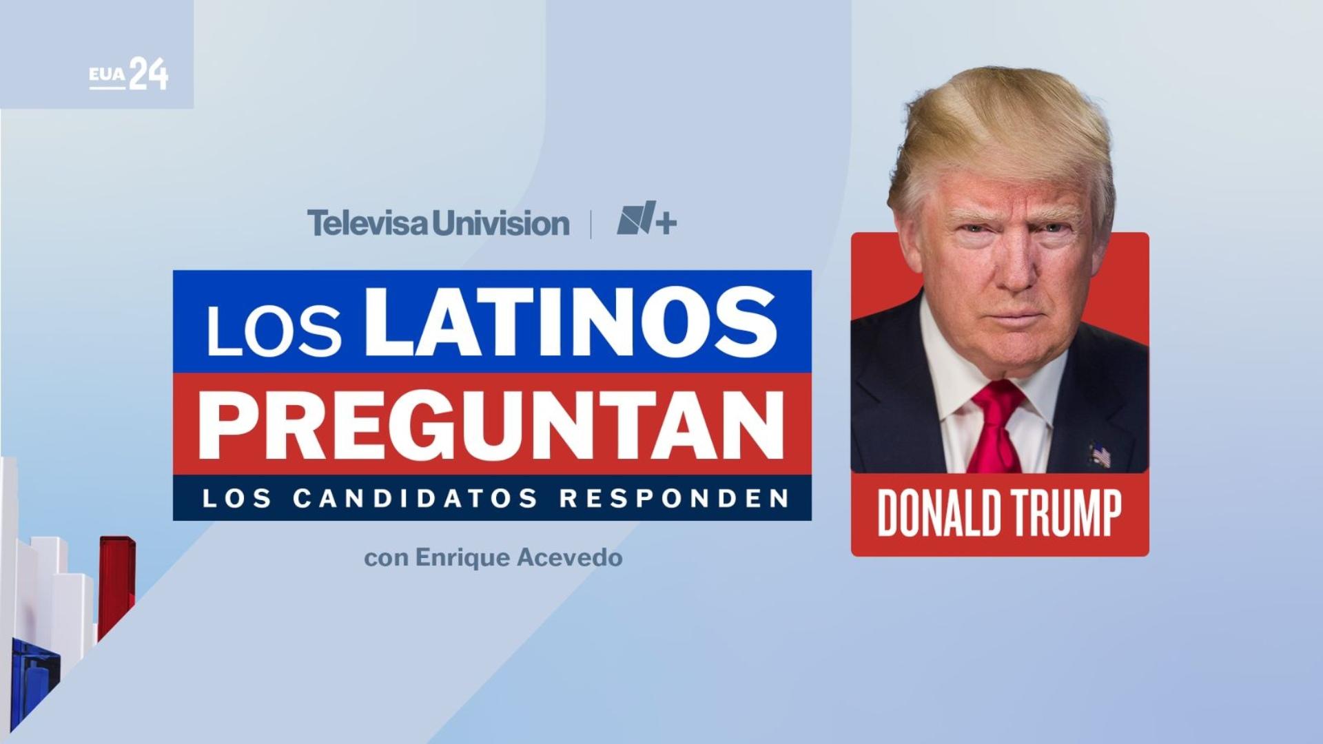 Donald Trump se encuentra con votantes latinos en un town hall. Foto: N+