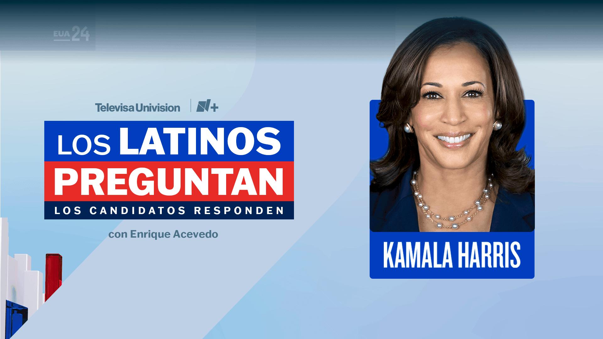 Kamala Harris se encuentra con votantes latinos en un town hall.