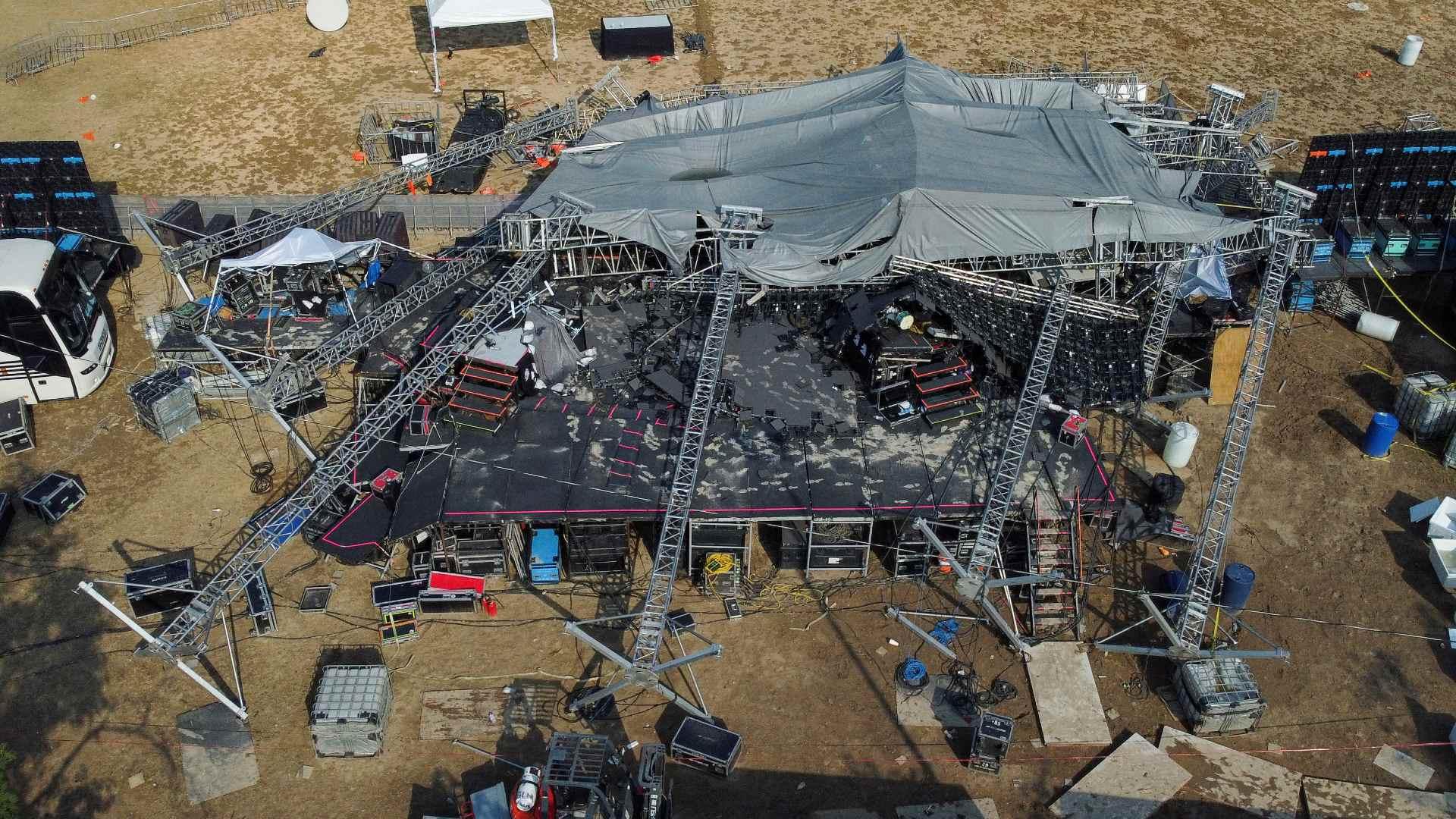 Un dron capta cómo quedó la zona donde se desplomó el templete en San Pedro Garza García, Nuevo León