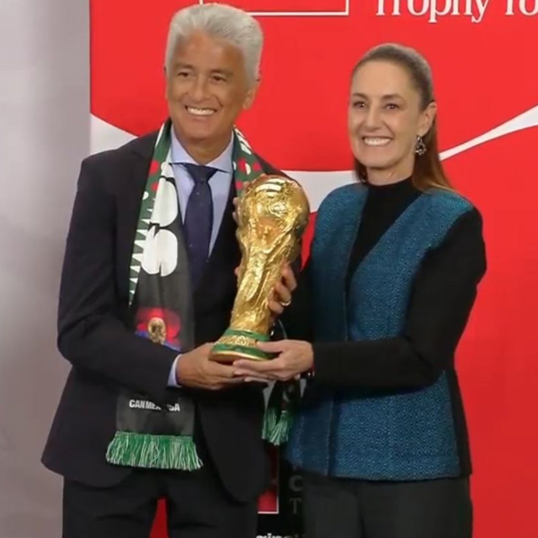 Sheinbaum y Bebeto con la Copa del Mundial 2026