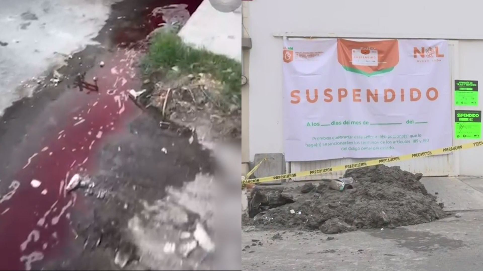 Líquidos Rojizos en la Vía Pública y sello de suspención