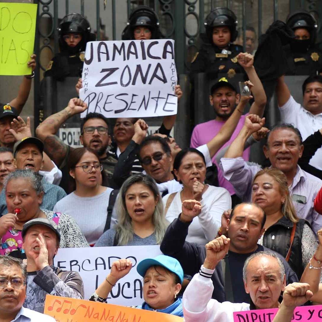 Protesta de comerciantes y locatarios de mercados en la CDMX en julio 2025. Foto: Cuartoscuro | Archivo