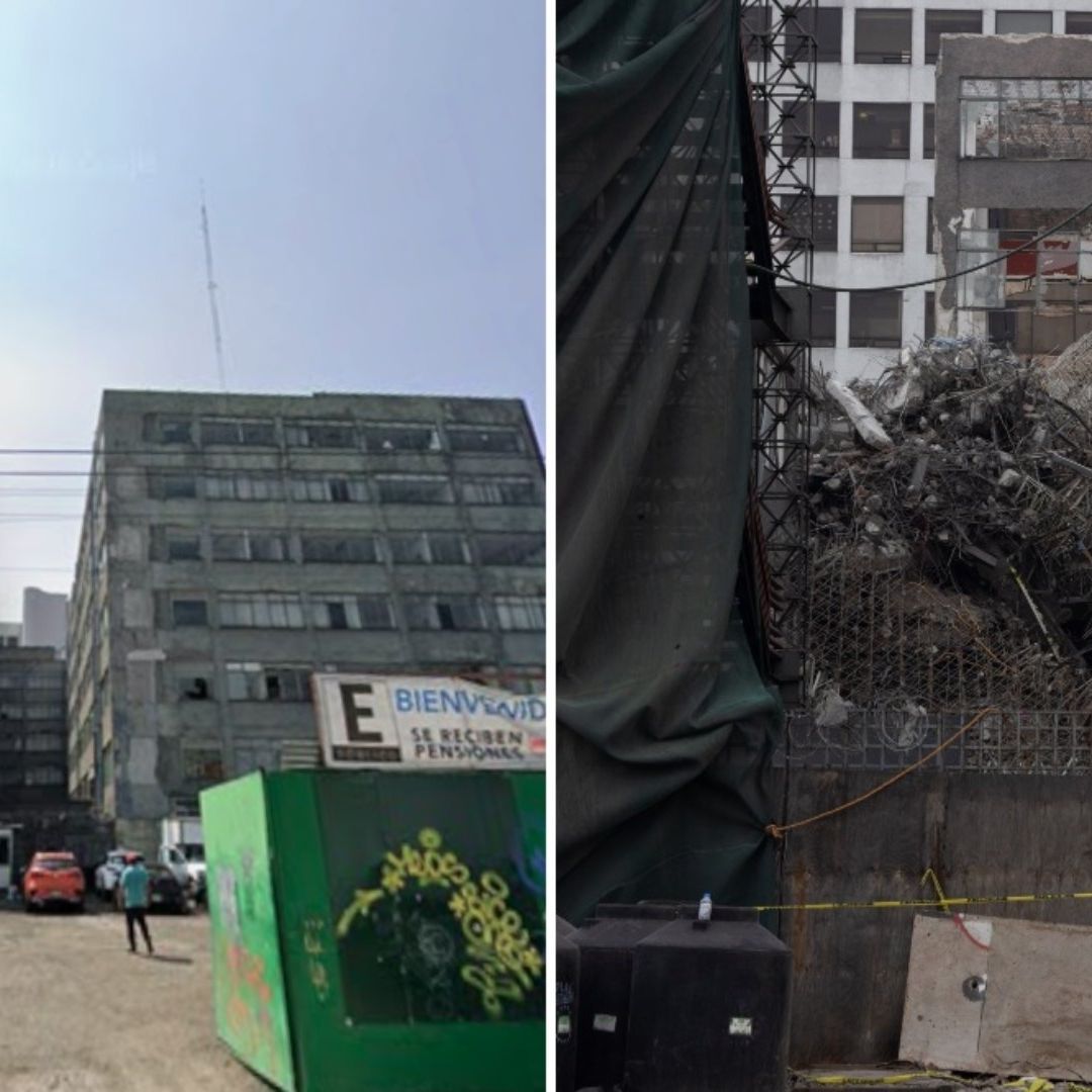 Antes y después del edificio derrumbado en San Antonio Abad 124. Foto: N+
