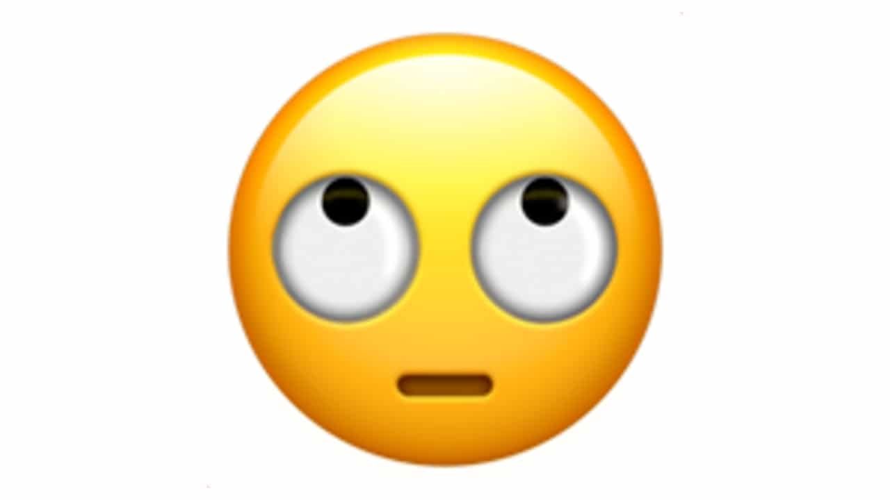 Esto significa el emoji de la cara con los ojos hacia arriba en WhatsApp