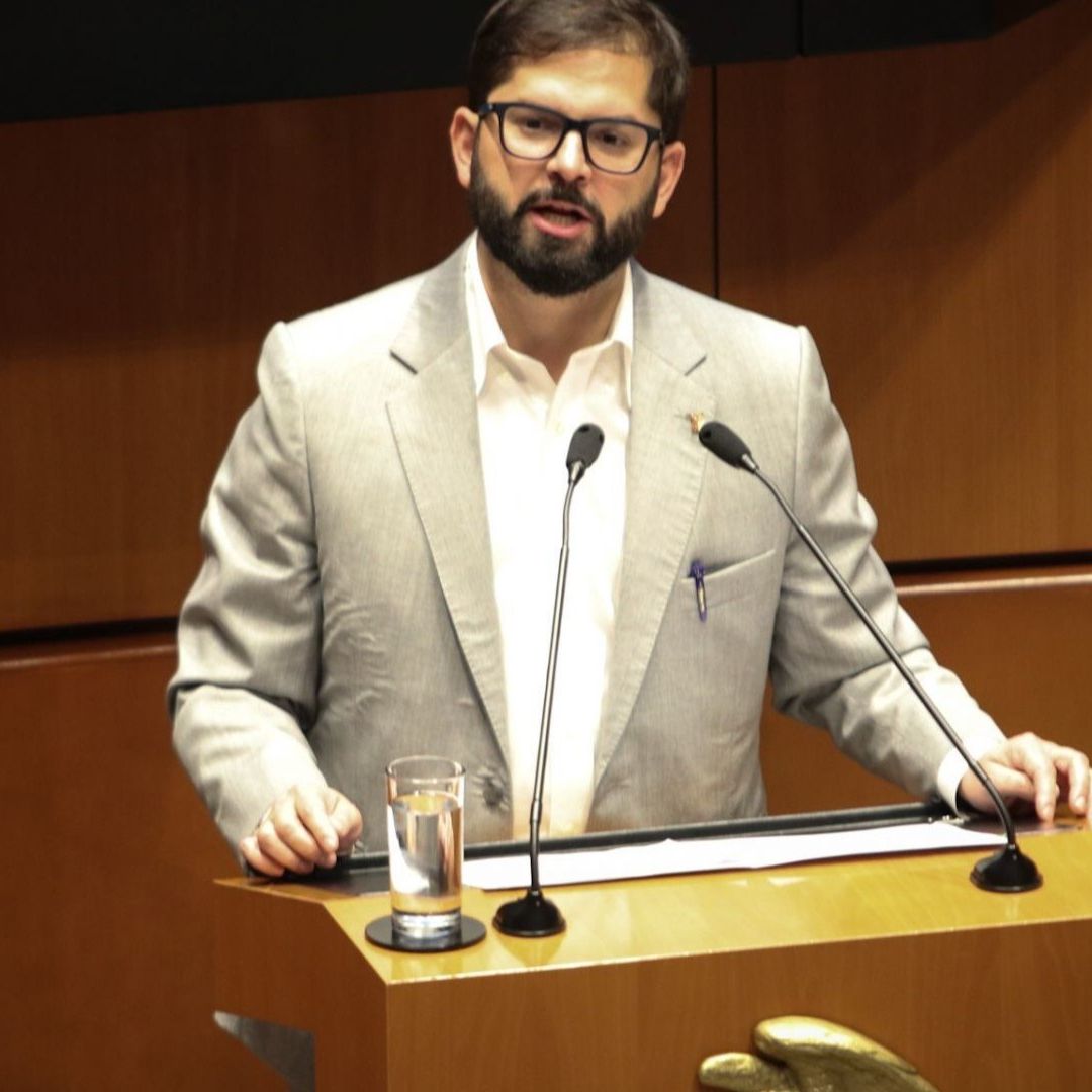 Gabriel Boric, presidente de Chile, durante su visita al Senado de México