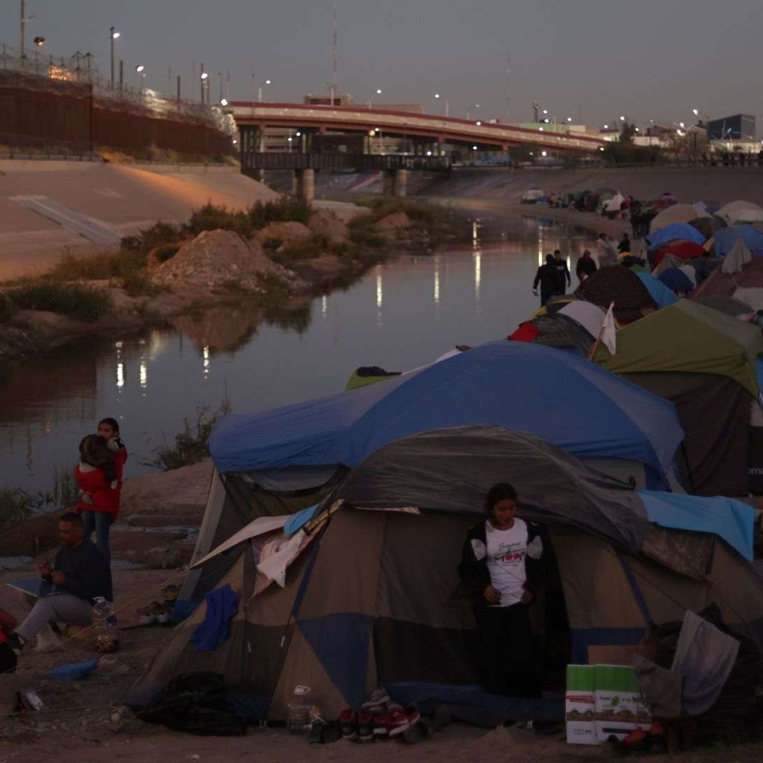 Campamento de migrantes venezolanos en Ciudad Juárez