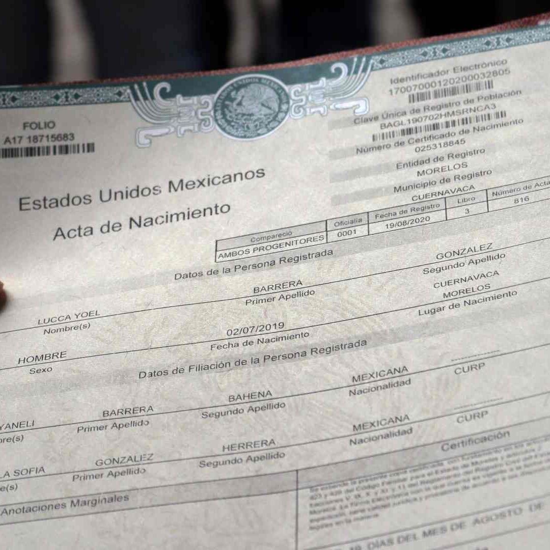 Este será el costo de un acta de nacimiento en 2023
