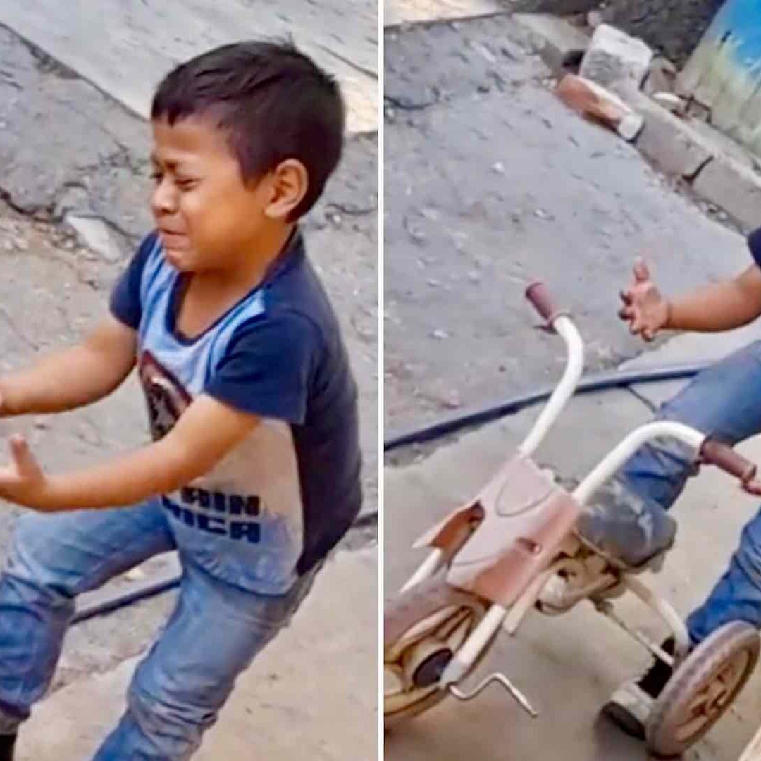 Niño canta canción de Amanda Miguel en el patio de su casa