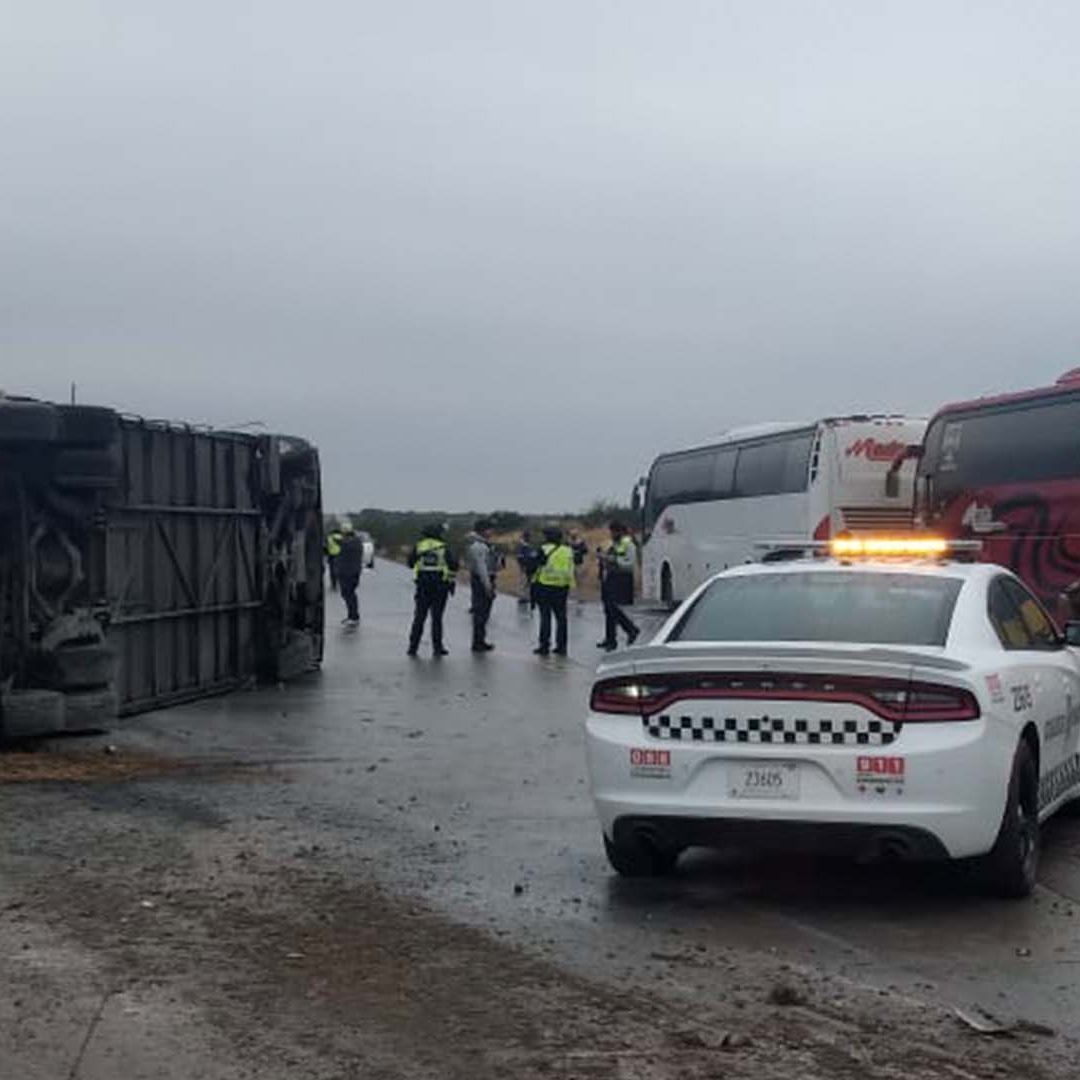 Siete Lesionados tras Volcadura de Autobús de Pasajeros en Nuevo Laredo