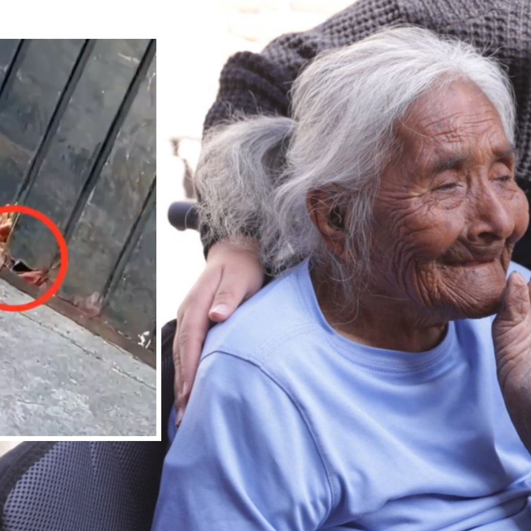 Captan a abuelita pidiendo ayuda desde el patio de su casa en la Col. Ángeles de Mayorazgo, Puebla.