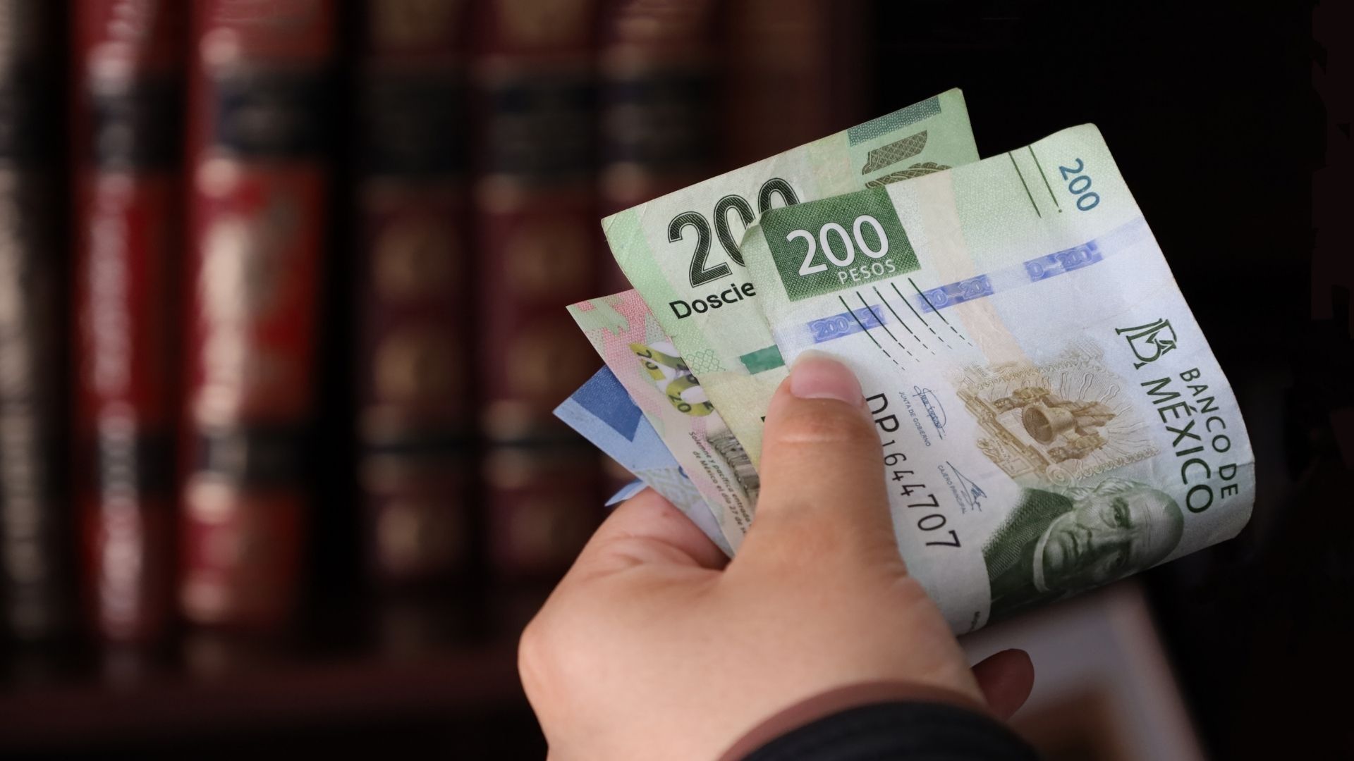 Mano sujetando un fajo de billetes
