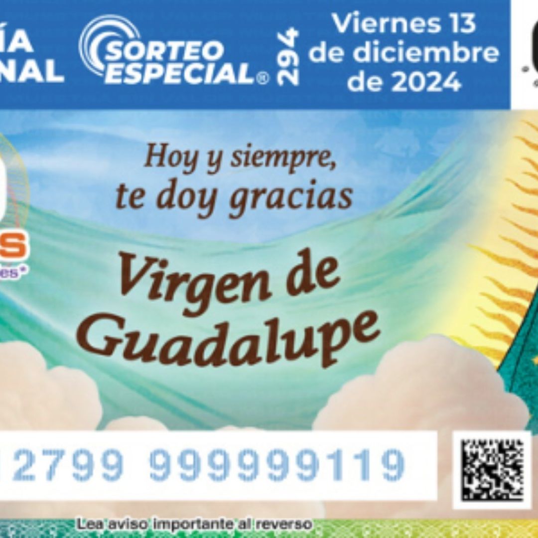 “Cachito” de la Lotería Nacional dedicado a la Virgen de Guadalupe. Foto: Lotería Nacional